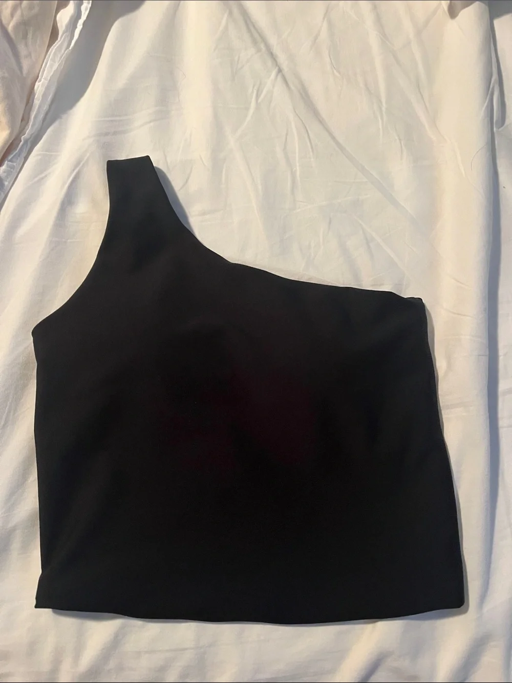 Black One-Shoulder Workout Top